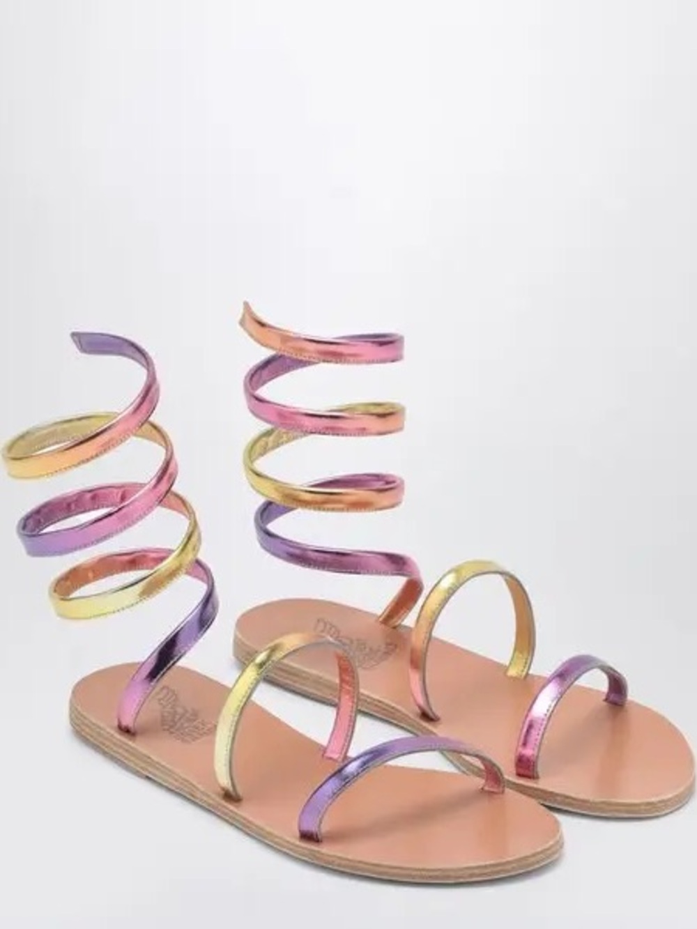 NEW ANCIENT GREEK SANDALS ofis spiral gladiator metallic tropical sunset flat